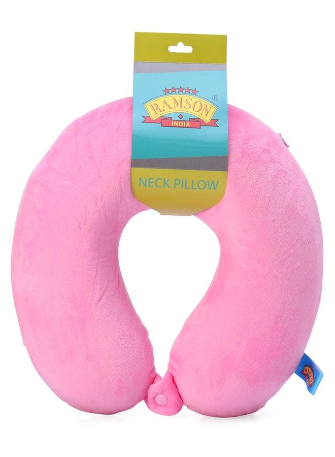 Ramson Rose Pink Ultrasoft Memory Foam Neck Pillow for Travelling - Image 1